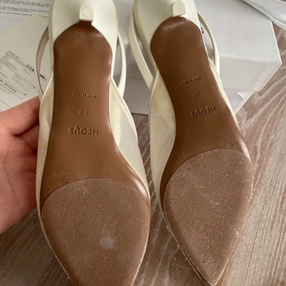 Elegant Cream Lace Slingback Heels - Picture 7 of 8